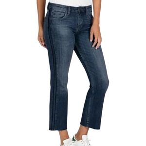 Kut From The Kloth Kelsey Ankle Flare Side Piping Stripe Blue Denim Jeans 6
